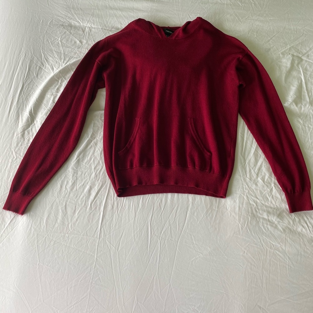 burgundy knit hooded sweater